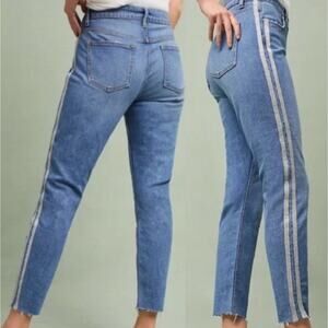 Anthropologie Pilcro High-Rise Slim‎ Straight Jeans Metallic Stripes Size 30